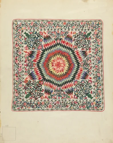 Patchwork and Applique Quilt by Irene Schaefer, index of american design, 1936