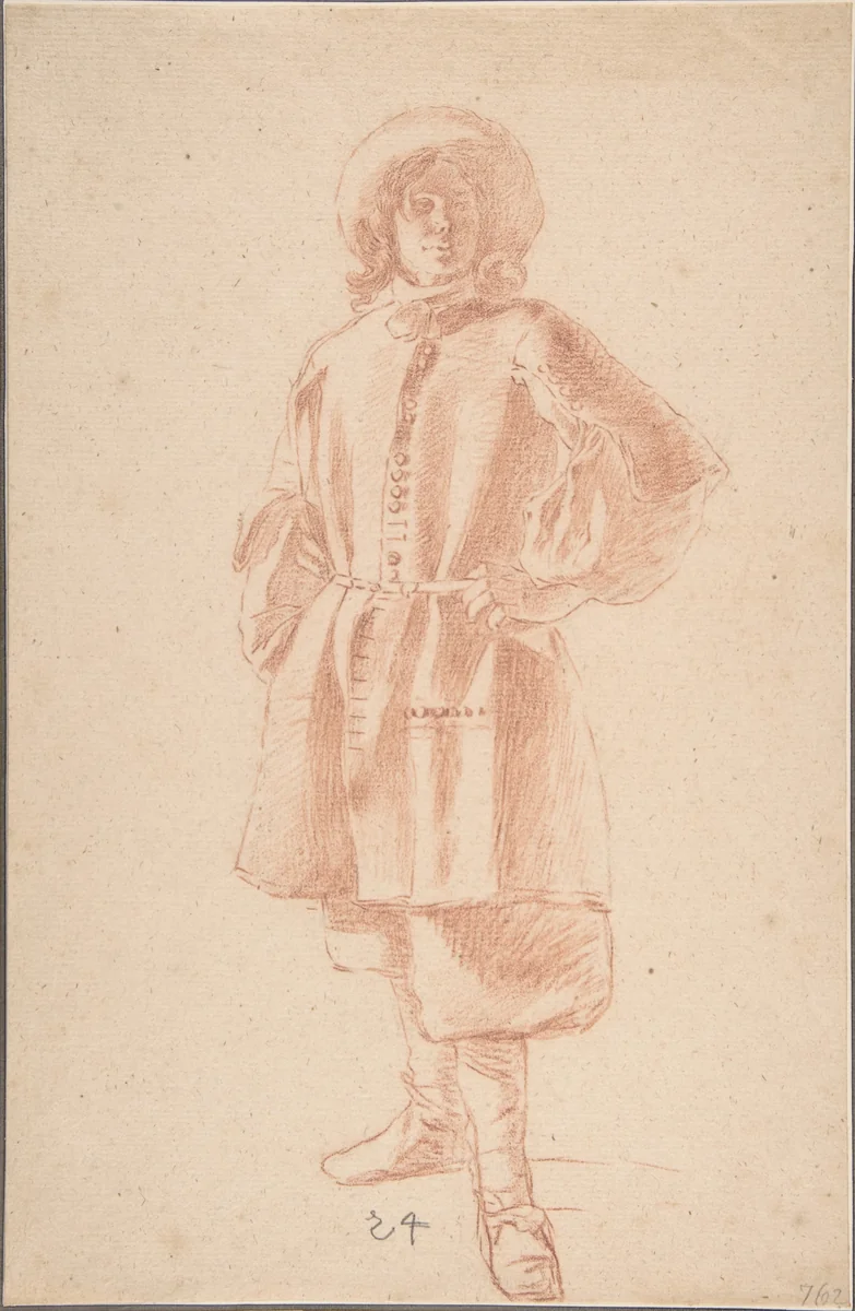 Study of a Standing Youth by Moses ter Borch, drawing, 1645-1667