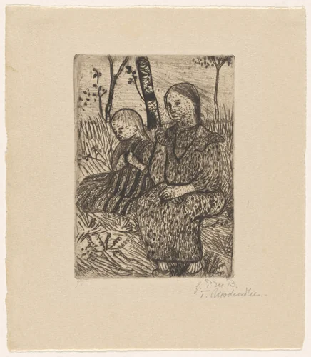 Two Peasant Girls (Zwei Bauernmädchen) by Paula Modersohn-Becker, print, 1899