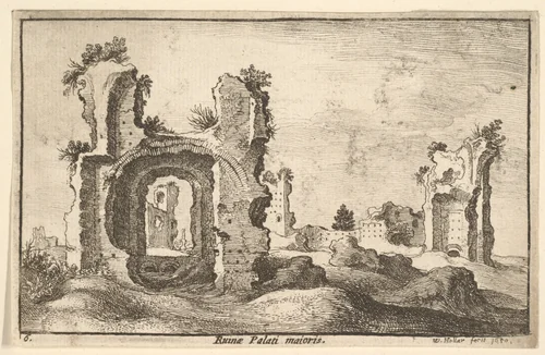 Palati maioris (Palatine Palace, Rome), from "Roman Ruins" by Wenceslaus Hollar, print, 1650