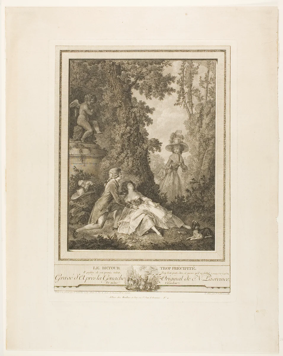The Too Rapid Return by Jean Antoine Pierron, print, 1788