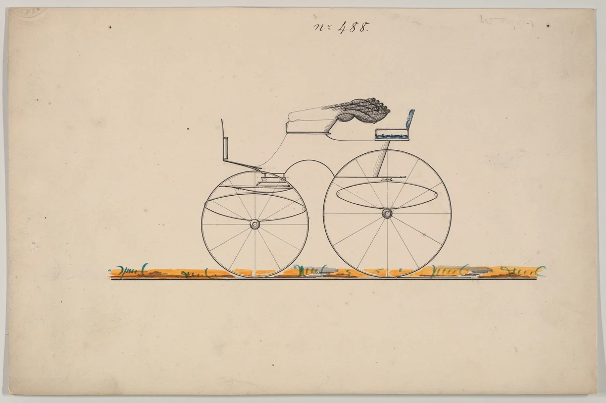 Design for Sporting Wagon, no. 488 by Brewster & Co., drawing, 1850-1874