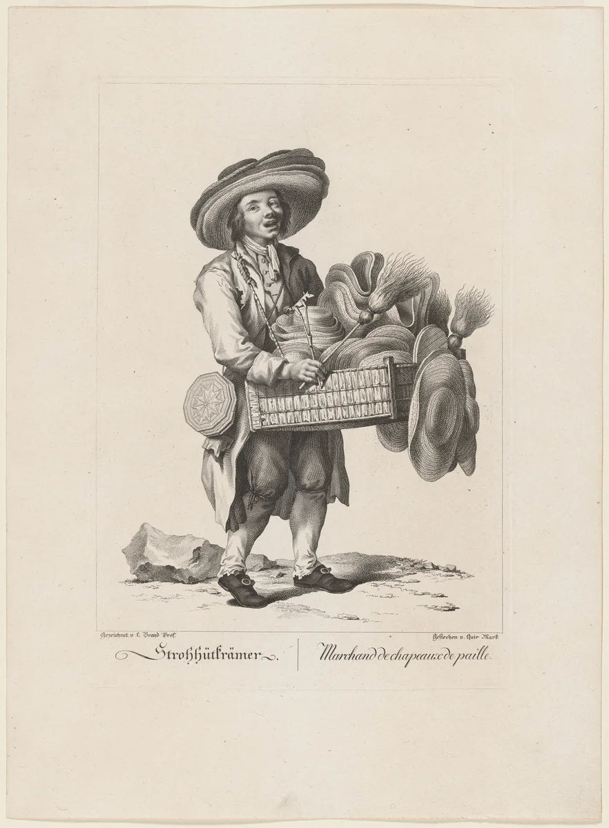Strohhütkrämer (Straw Hat Seller) by Johann Christian Brand, print, 1775