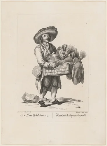 Strohhütkrämer (Straw Hat Seller) by Johann Christian Brand, print, 1775