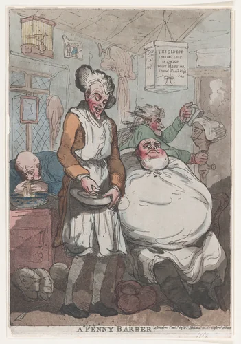 A Penny Barber by Thomas Rowlandson, print, 1789