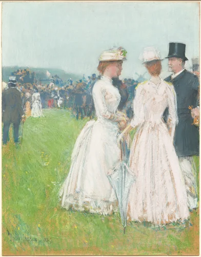 Au Grand Prix de Paris (At the Grand Prix de Paris) by Childe Hassam, drawing, 1887