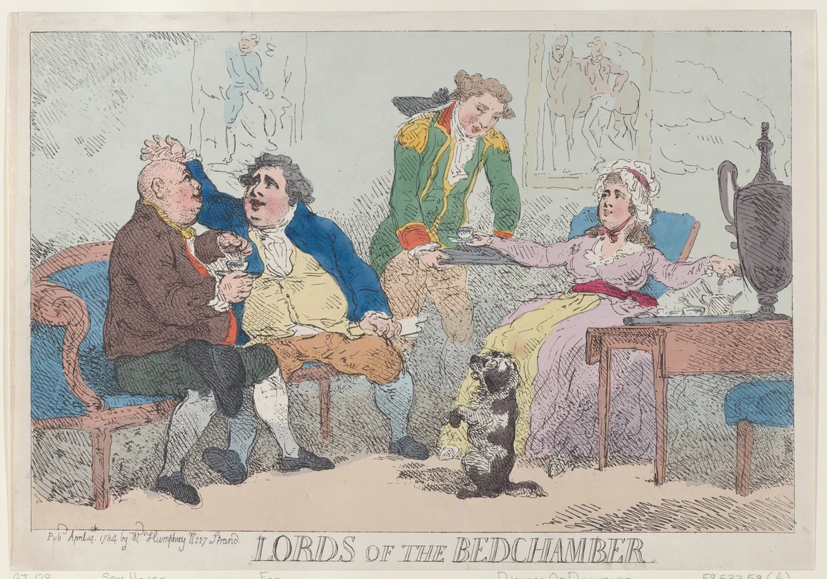 Lords of the Bedchamber by Thomas Rowlandson, print, 1784