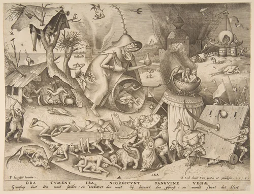Anger (Ira), from the series The Seven Deadly Sins by Pieter van der Heyden, print, 1558