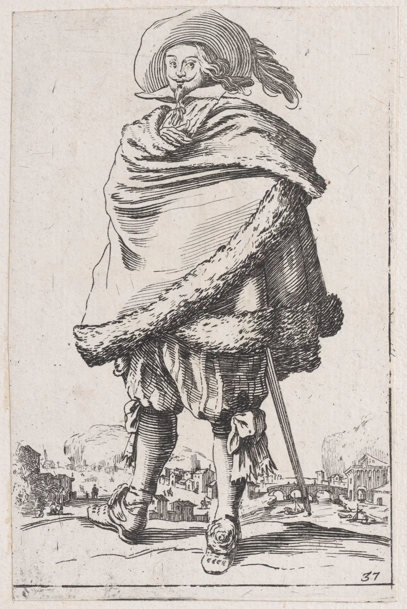 Reverse Copy of La Mendiante Venant de Recevoir la Charité (The Female Beggar Receiving her Charity), from Les Gueux suite appelée aussi Les Mendiants, Les Baroni, ou Les Barons (The Beggars, also called the Barons) by anonymous, print, 1625-1700
