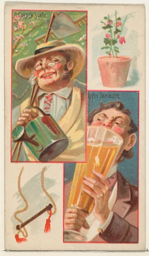 A Garden Party / Lofty Tumbler, from the Jokes series (N118) issued by Duke Sons & Co. to promote Honest Long Cut Tobacco by W. Duke, Sons & Co., print, 1890-1893