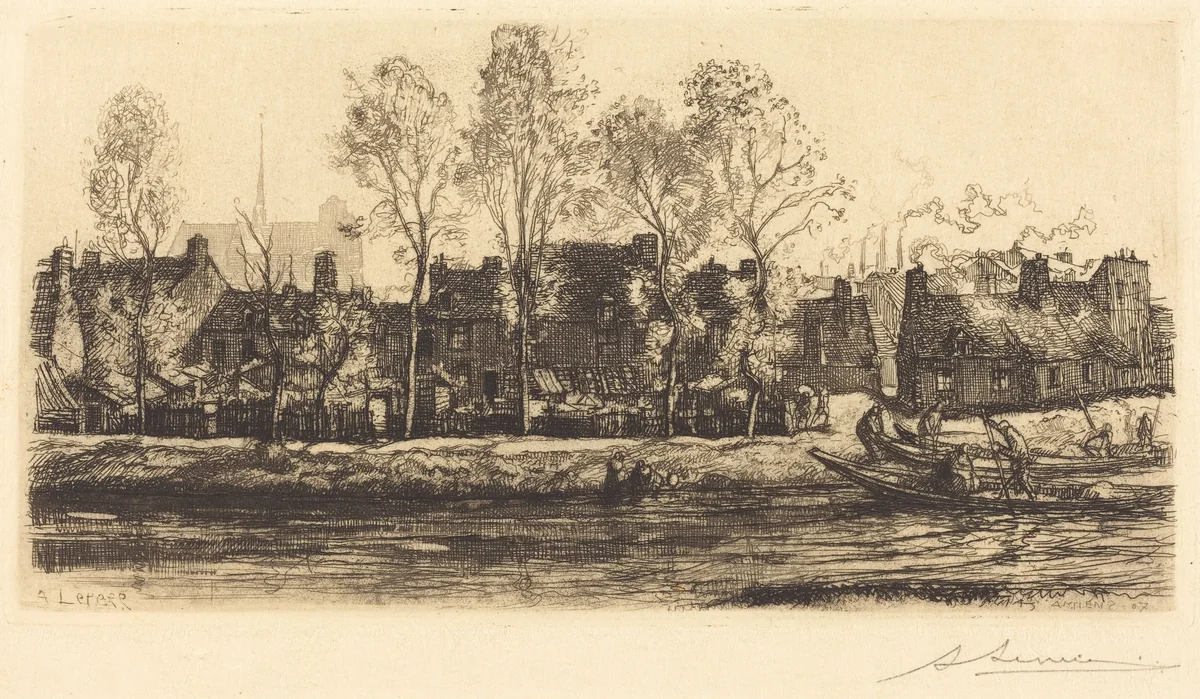 Banks of the Somme at Amiens (Bords de la Somme a Amiens) by Auguste Lepère, print, 1907