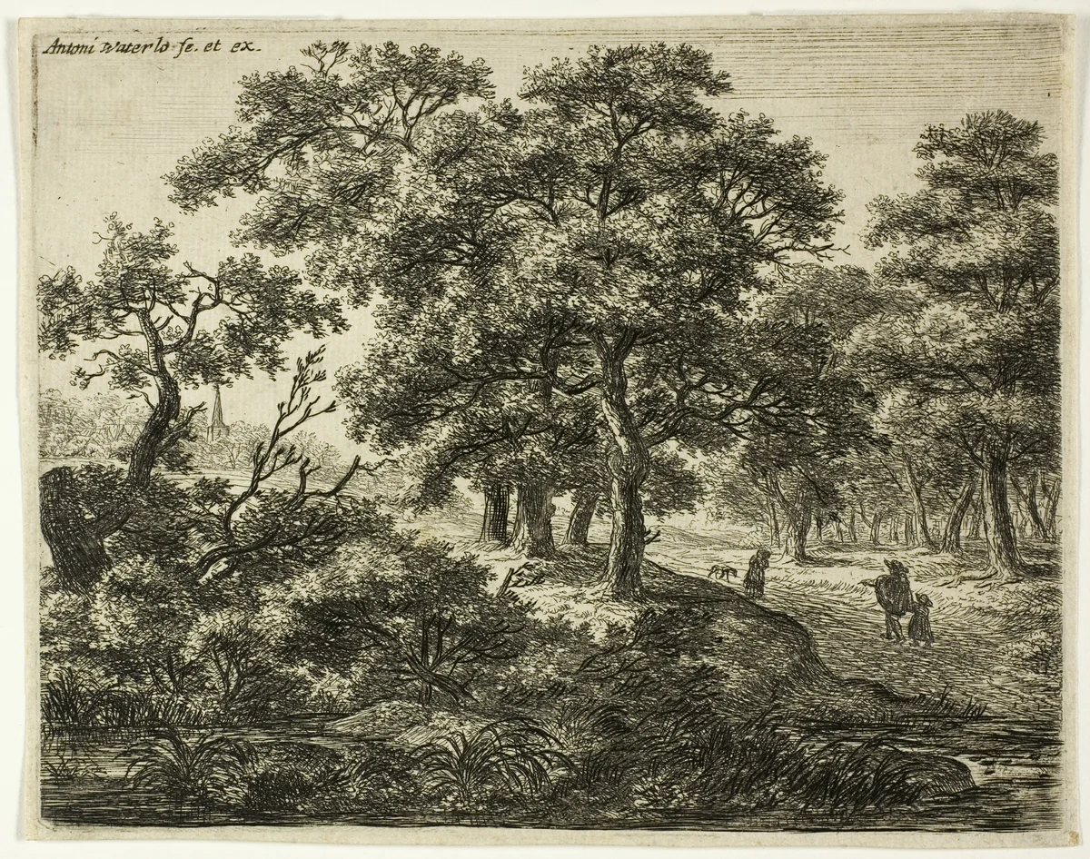 The Group of Four Trees by Anthonie Waterloo, print, 1630-1690