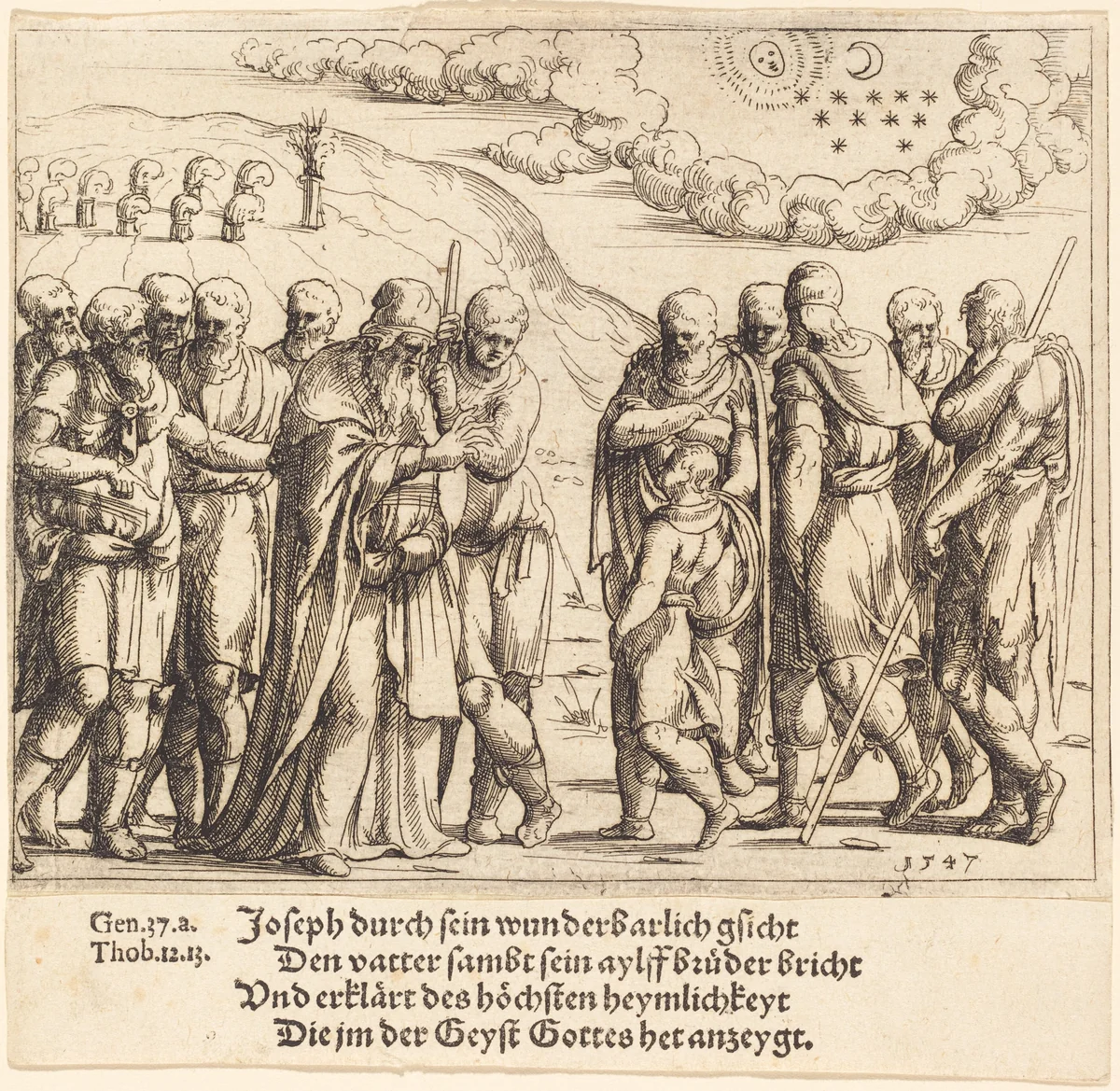 Joseph Recounts His Dreams by Augustin Hirschvogel, print, 1547
