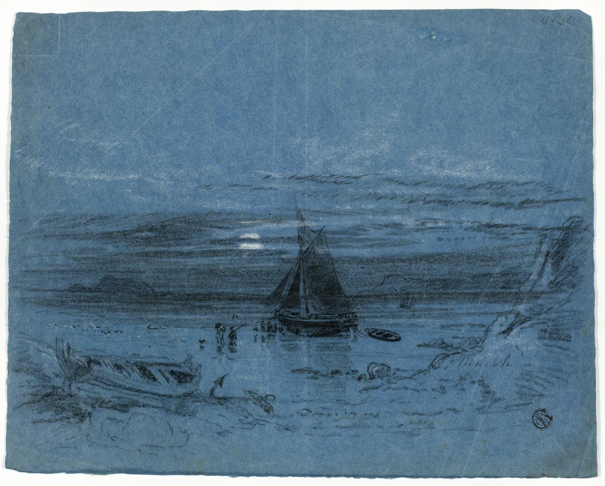 Moonlight on Bay by B. Murch, drawing, 1795-1805