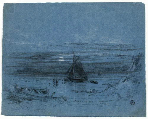 Moonlight on Bay by B. Murch, drawing, 1795-1805