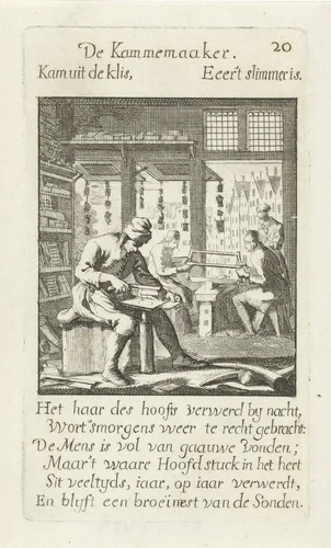 Kammenmaker by Jan Luyken, print, 1694