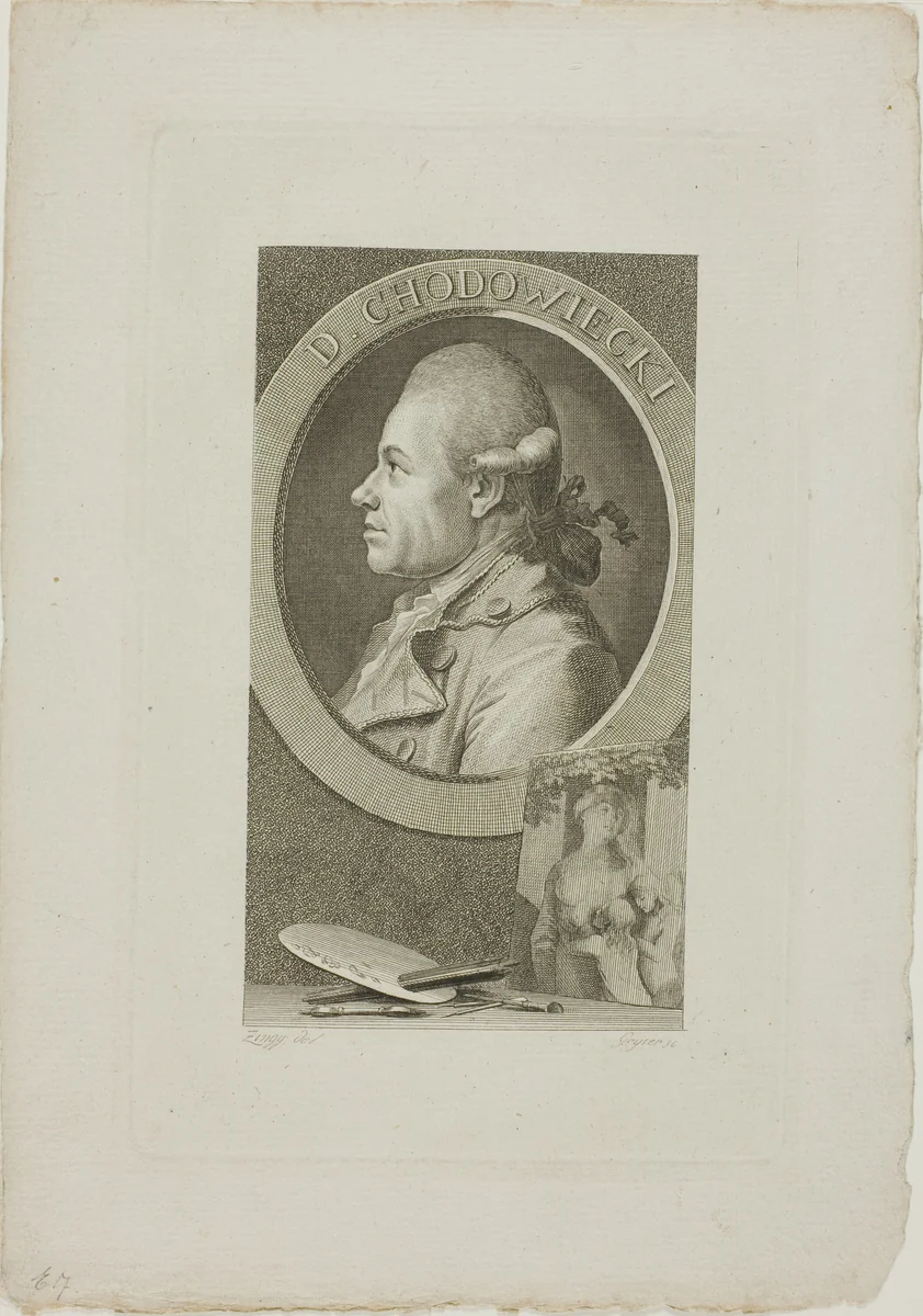Portrait of Daniel Chodowiecki by Christian Gottlieb Geyser, print, 1773-1850