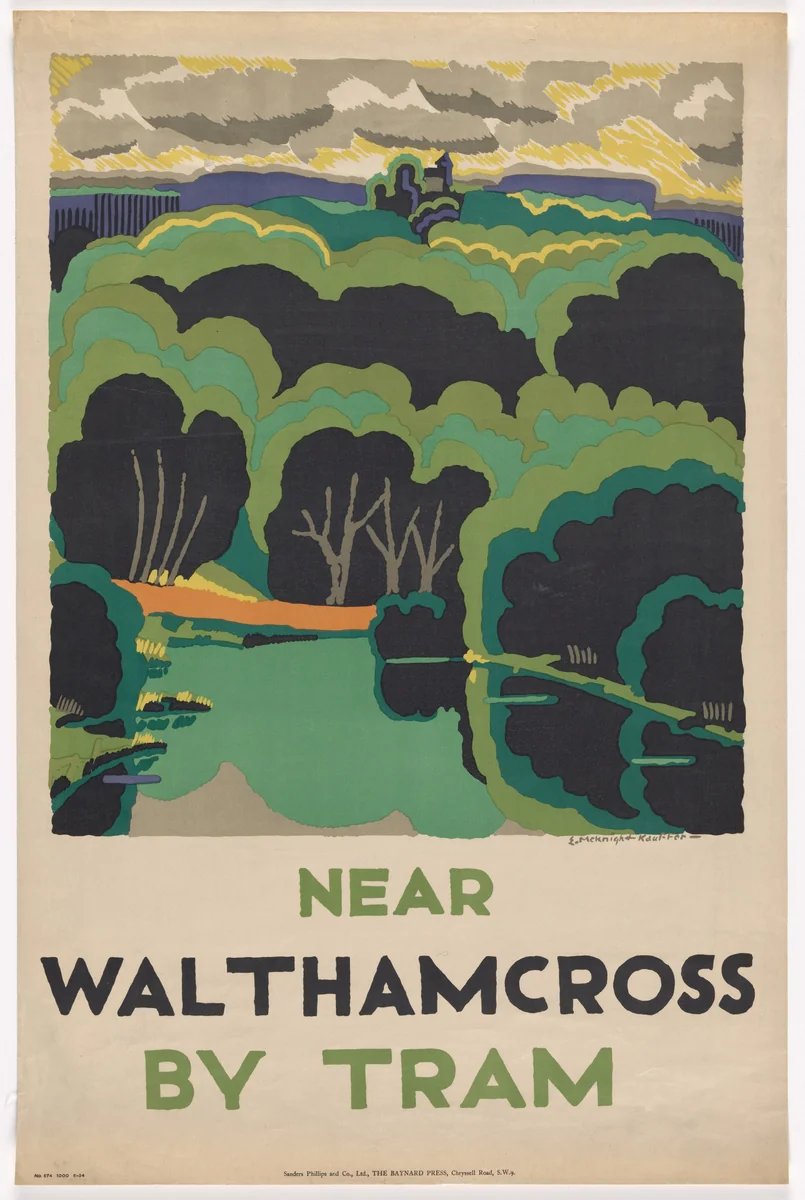 Near Waltham Cross by Tram by E. McKnight Kauffer, design, 1924