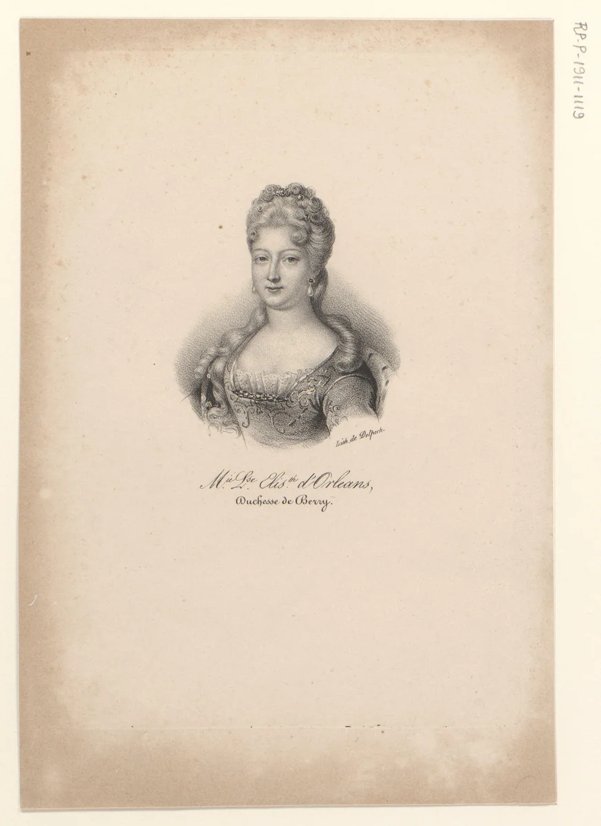 Portret van Marie Louise Elisabeth van Orléans by anonymous, print, 1818-1842
