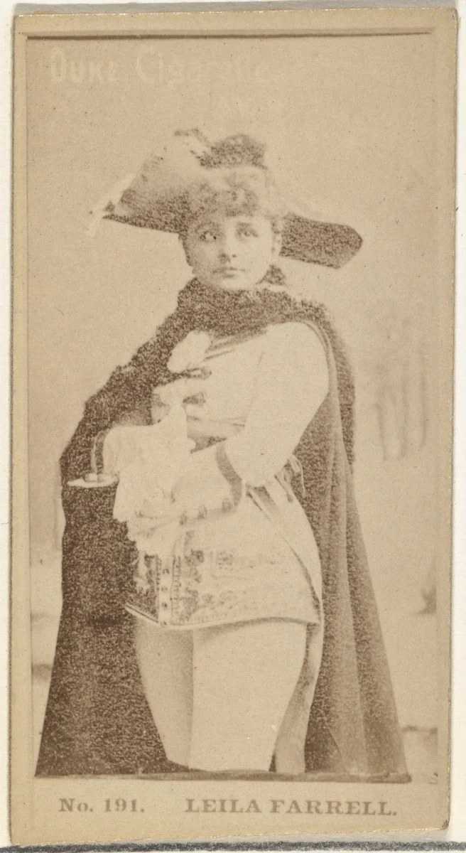 Card Number 191, Leila Farrell, from the Actors and Actresses series (N145-6) issued by Duke Sons & Co. to promote Duke Cigarettes by W. Duke, Sons & Co., photograph, 1880-1889