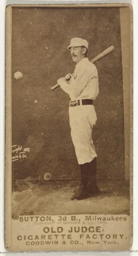 Ezra Ballou Sutton, 3rd Base, Milwaukee, from the Old Judge series (N172) for Old Judge Cigarettes by Goodwin & Company, photograph, 1888