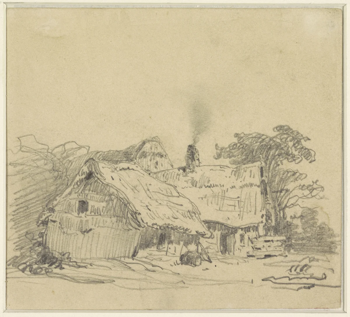 Boerderij by Eugène François de Block, drawing, 1838