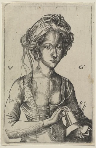 One of the Foolish Virgins by Urs Graf, print, 1500-1520