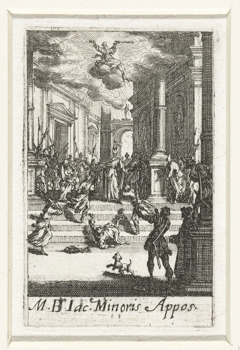 Het martelaarschap van Jakobus de Mindere by Jacques Callot, print, 1632-1634