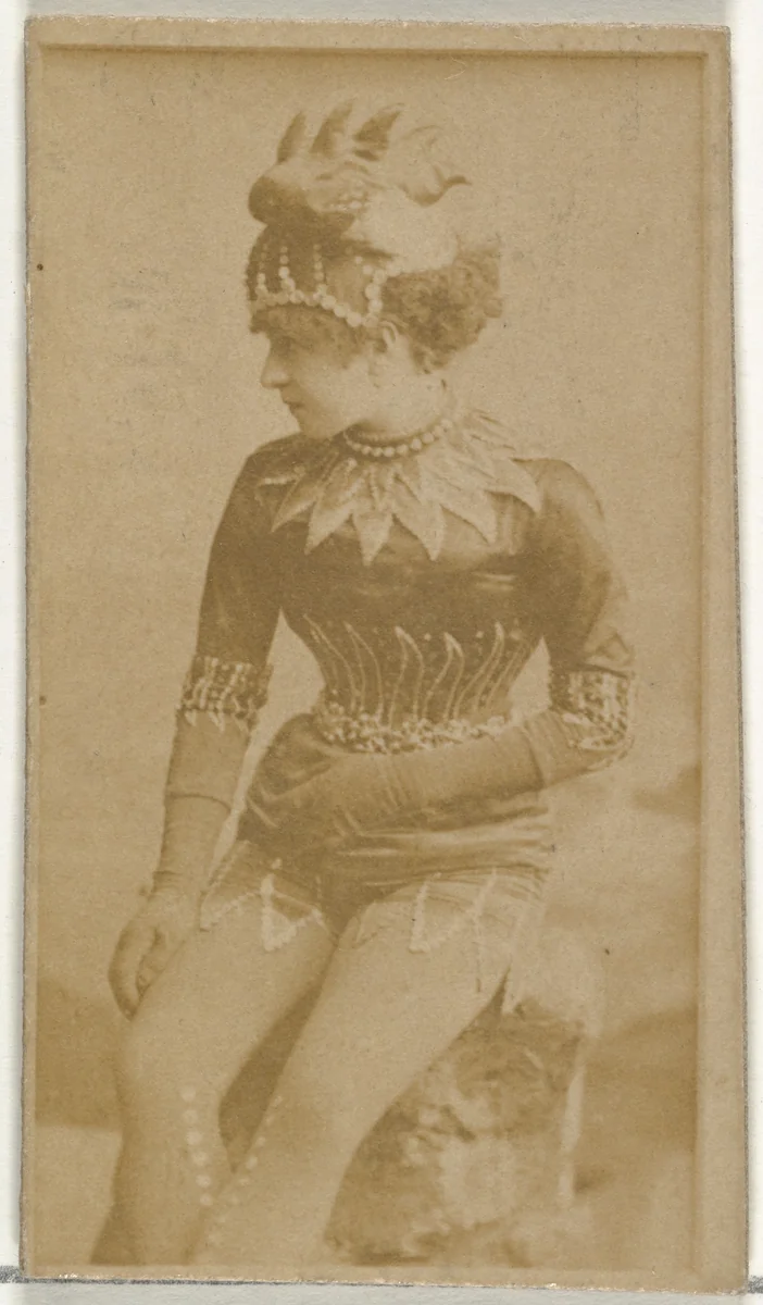 [Actress wearing costume with ornate pointed headpiece], from the Actors and Actresses series (N145-8) issued by Duke Sons & Co. to promote Duke Cigarettes by W. Duke, Sons & Co., photograph, 1890-1895