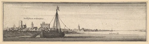 Rüdesheim by Wenceslaus Hollar, print, 1642-1644