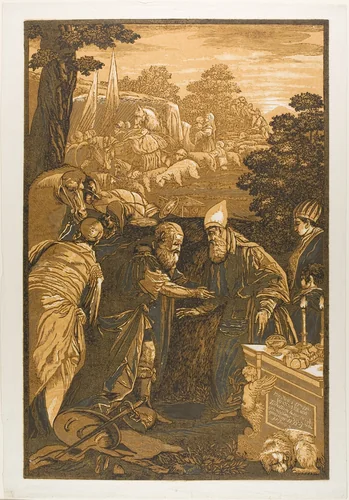 Melchisedech Blessing Abraham, from Opera Selectoria by John Baptist Jackson, print, 1743