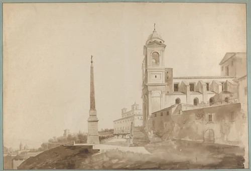 The Church of the Trinità dei Monti and the Villa Medici, Rome by François Marius Granet, drawing, 1803-1813