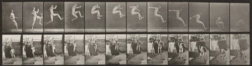 Plate Number 159. Jumping, running broad jump by Eadweard Muybridge, photograph, 1887