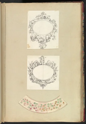 Designs for Two Mirrors and a Plate Rim by Alfred Forrester, drawing, 1845-1855