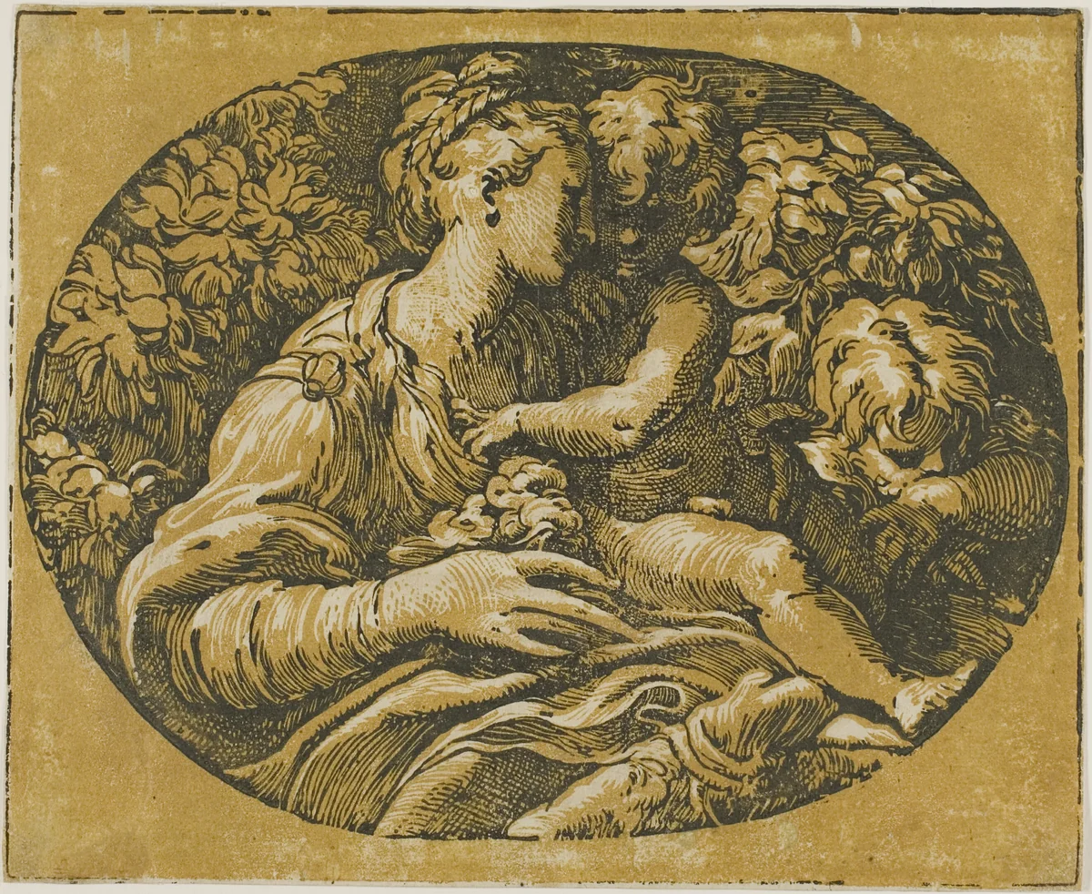 The Virgin, Christ Child, and Saint John by Antonio da Trento, print, 1540-1550