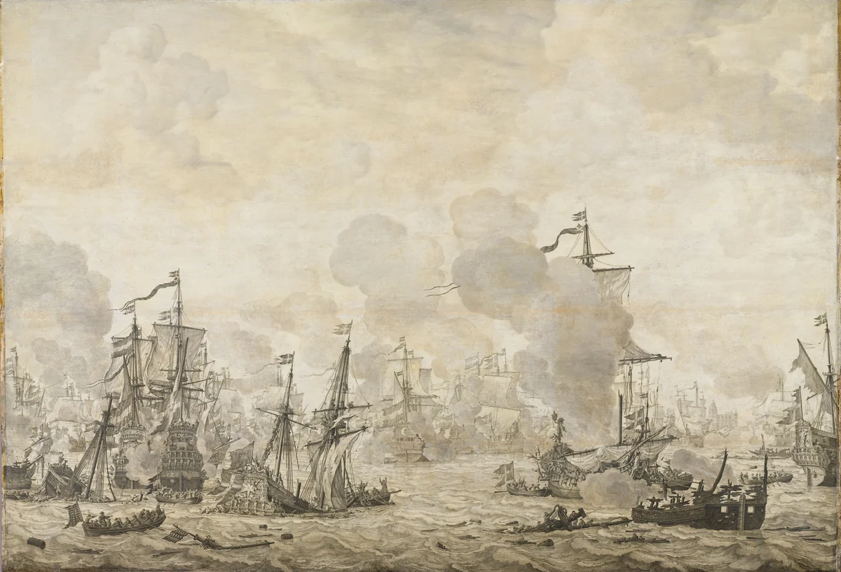 Episode from the Battle between the Dutch and Swedish Fleets in the Sound, 8 November 1658 by Willem van de Velde, painting, 1658-1693