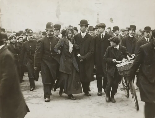 An Arrest When the Suffragettes Began a Riot in Parliament, London by Brown Brothers, photograph, 1912