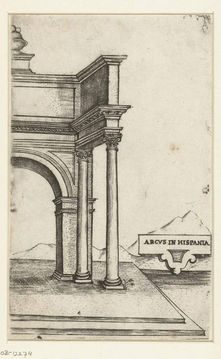 Deel van een klassieke triomfboog by anonymous, print, 1500-1549