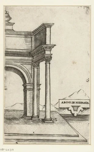 Deel van een klassieke triomfboog by anonymous, print, 1500-1549
