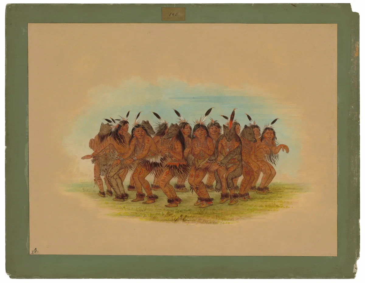 Bear Dance - K'nisteneux by George Catlin, painting, 1861