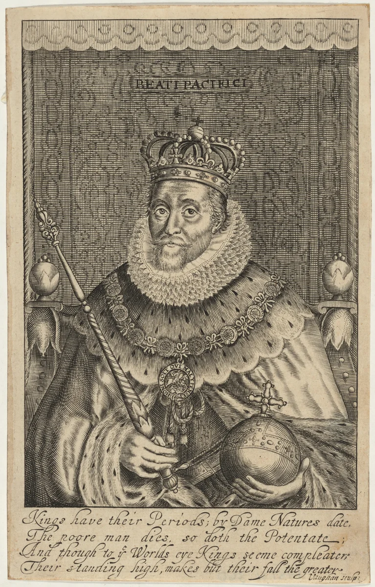 James I by Robert Vaughan, print, 1598-1682