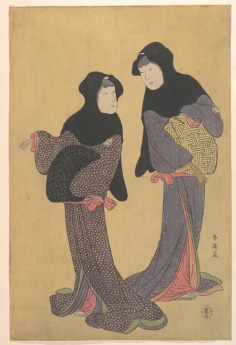 Two Women Conversing by Katsukawa Shun'ei (勝川春英), print, 1762-1819