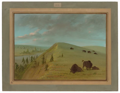 Cedar Bluffs by George Catlin, painting, 1861-1869