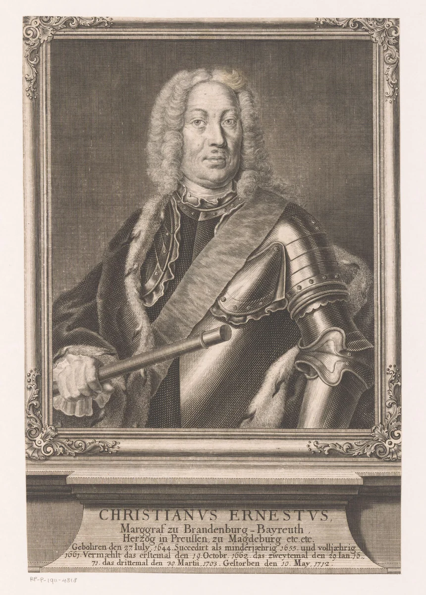 Portret van Christian Ernst von Brandenburg-Bayreuth by Johann Wilhelm Windter, print, 1745