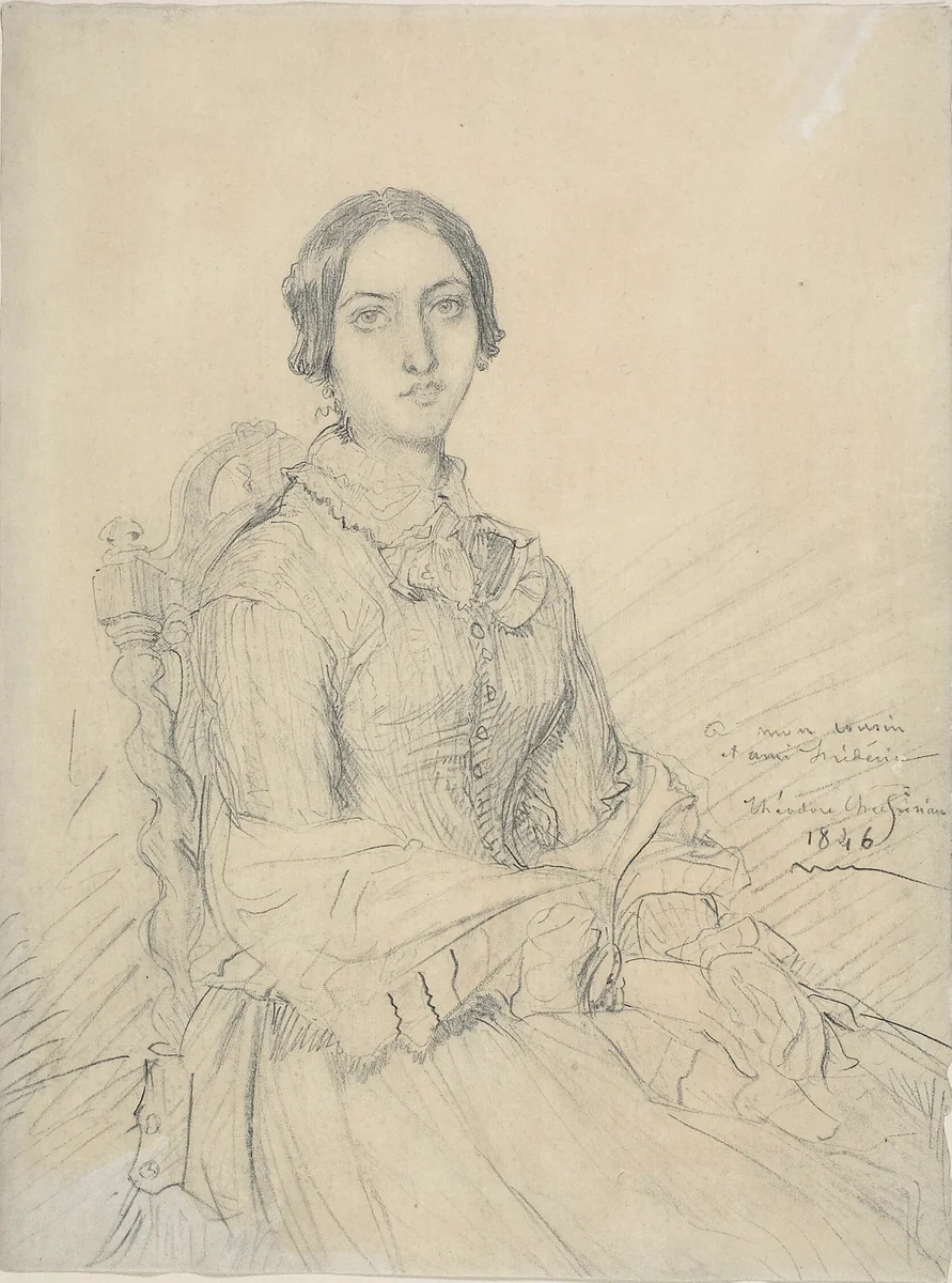 Portrait of the Baroness Chassériau by Théodore Chassériau, drawing, 1846