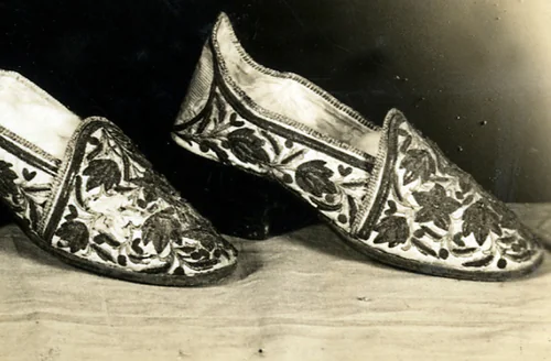 Pair of Shoes by France, textile, 1870-1879