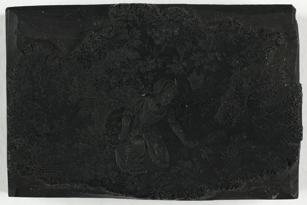 Woodblock for Woman Picking Flowers by Thomas Bewick, print, 1773-1828