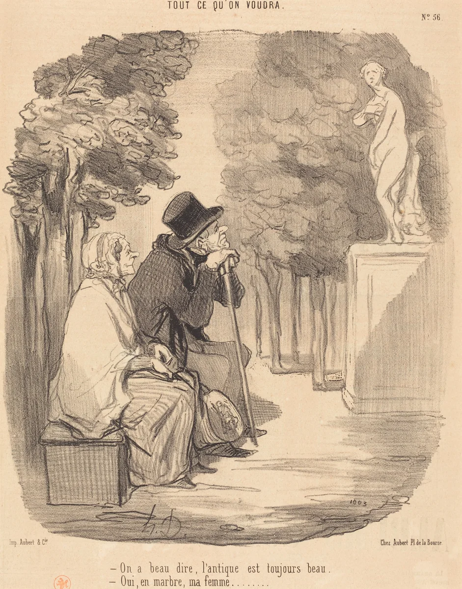 On a beau dire, l'antique est toujours beau... by Honoré Daumier, print, 1850