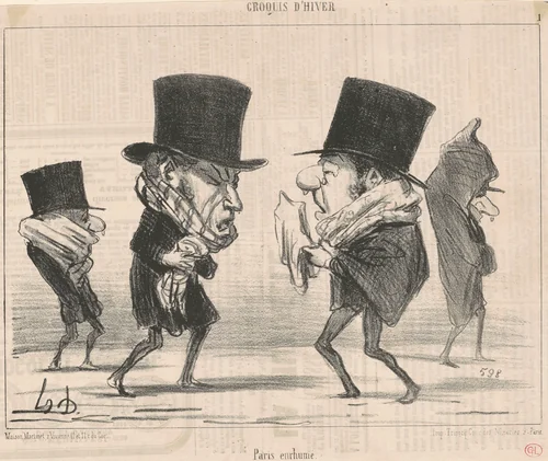 Paris enrhume by Honoré Daumier, print, 1854