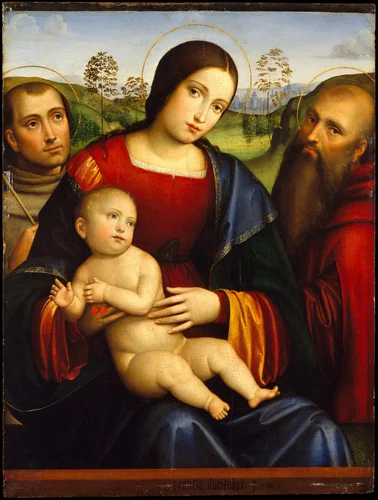 Madonna and Child with Saints Francis and Jerome by Francesco Francia, painting, 1509-1518